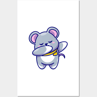 Cute baby mouse dabbing cartoon Posters and Art